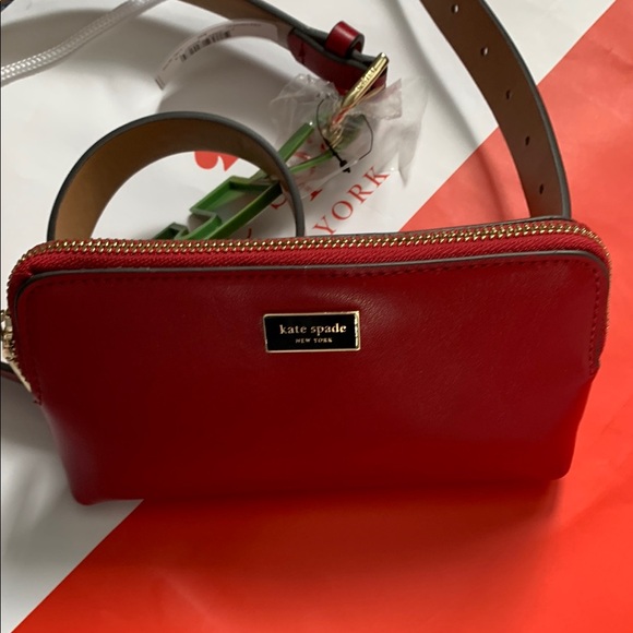 ♠️♠️ ♠️ Kate Spade red leather belt bag size L/XL ♠️♠️♠️ - Picture 2 of 7